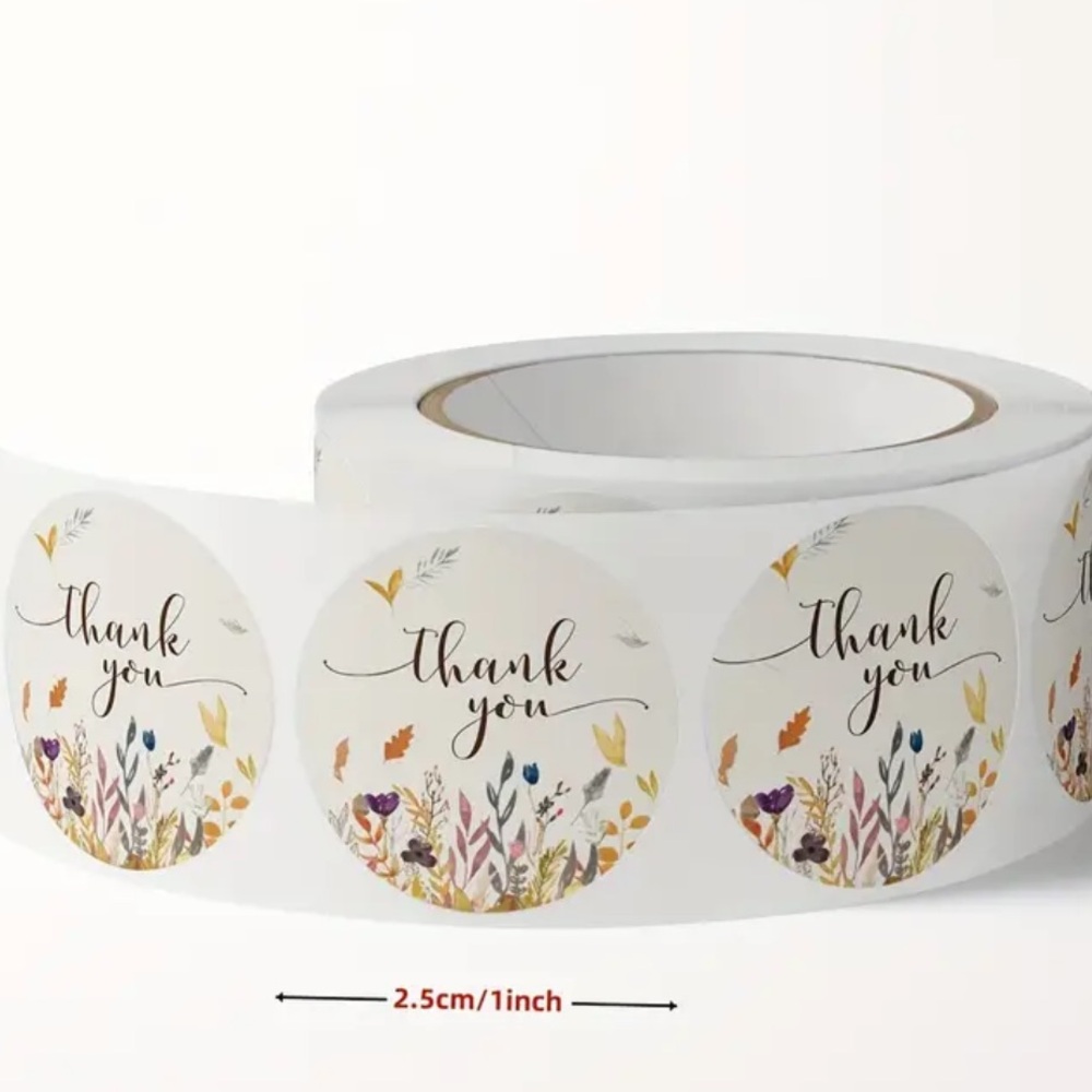 Buy Now Price - 100 Flower 1 Inch Thank You Stickers